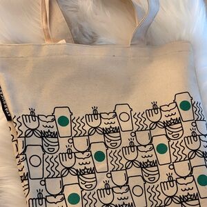 Starbucks Tan Tote with Green Design